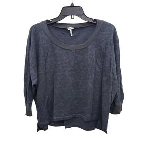 Splendid Women's Charcoal Animal Print Knit Cropped Dolman‎ Top USA Made Size L
